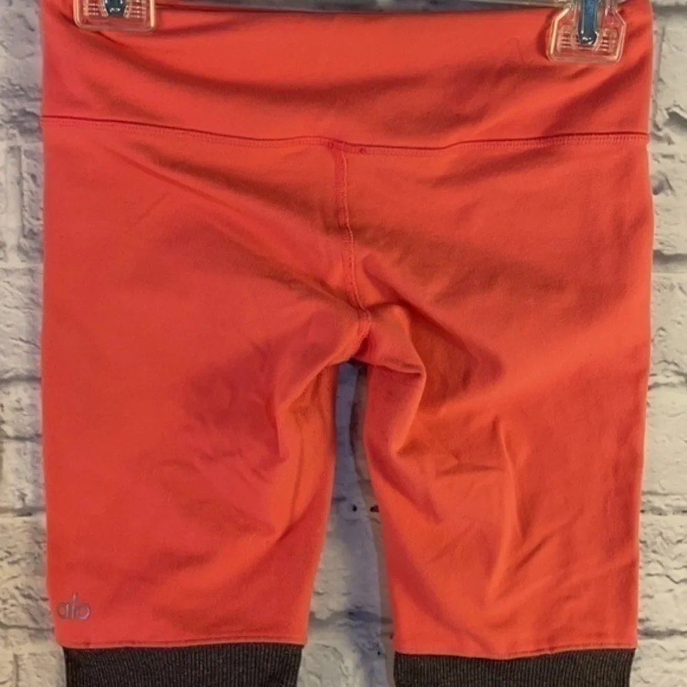 Alo Yoga Ice Goddess Ribbed Legging Coral Gray Extra Long Stretch Athletic Pants